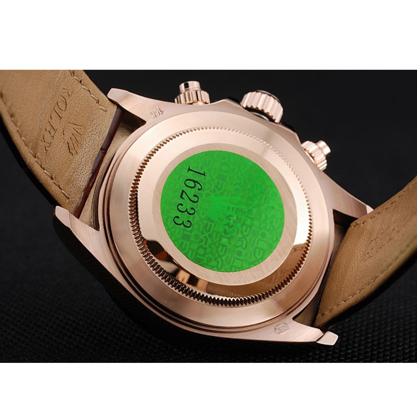 Aaa replica watch Daytona 1454243 Dial Rolex Case Rose Brown Brown Leather Bracelet Cosmograph Gold 0518